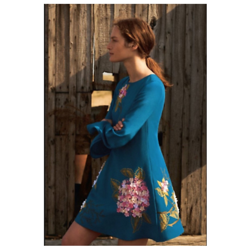 Anthropologie Hydrangea Floral Swing Dress